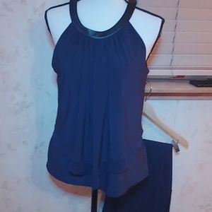 💥WHBM💥 sleeveless top faux detail around neck